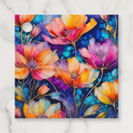 Etiquetas Coloridas De Arte De Tinta Floral