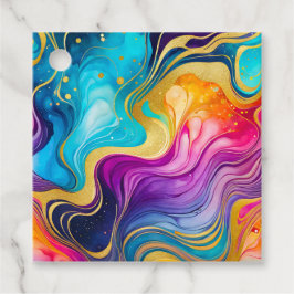 Etiquetas Coloridas de Arte de Tinta Marble