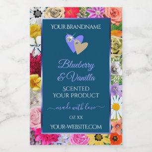 Etiquetas Coloridas de Flores para Produtos Azul O