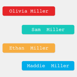 Etiquetas coloridas de nomes impermeáveis para a c