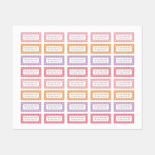Etiquetas Colorido Brilhante Xadrez de Gingham