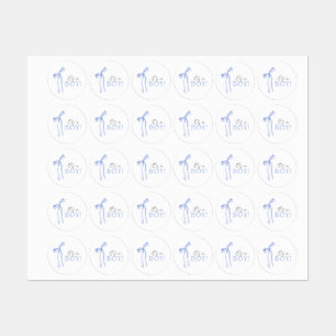 Etiquetas Convite de Chá de Bebê com Laço Azul, Convite de C