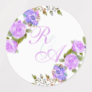 Etiquetas Convite para Casamento de Brisos de Rosa Roxo