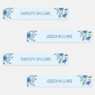 Etiquetas Cor da Água Cura Azul Floral de Volta às Crianças 