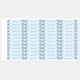 Etiquetas Cor da Água Cura Azul Floral de Volta às Crianças