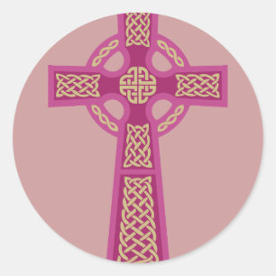 Etiquetas cor-de-rosa da cruz celta