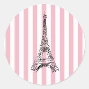 Etiquetas cor-de-rosa da listra da torre Eiffel