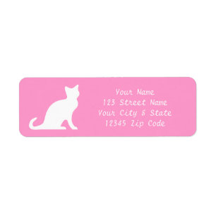 Etiquetas cor-de-rosa do gato com texto elegante
