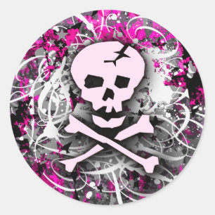 Etiquetas cor-de-rosa do Splatter do crânio