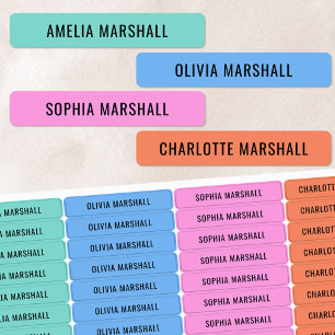 Etiquetas Cor Nome de Meninas em Cores Pastéis Vibrantes à P