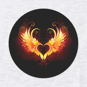 Etiquetas Coração do Anjo Fogo com Asas