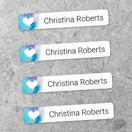 Etiquetas Coração em roupa de tecido de nome personalizado d
