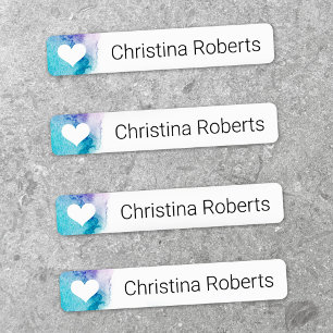 Etiquetas Coração em roupa de tecido de nome personalizado d