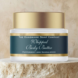 Etiquetas Cosmetics Body Butter Gold Foil & Teal Jar 