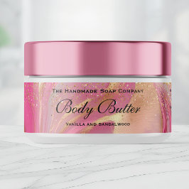 Etiquetas Cosmetics Body Butter Jar Label Pink Gold glitter