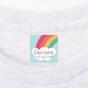 Etiquetas Crianças do arco-íris coloridas passam ferro no ró
