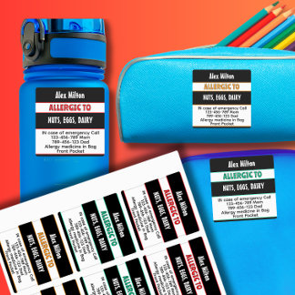 Etiquetas Crianças em Alerta Médico Cuidados de Dia da Escol