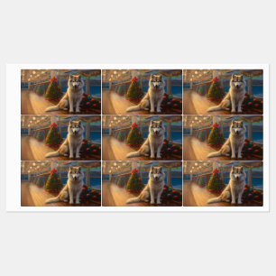 Etiquetas Cruzeiro de Natal do Alaskan Malamute: Feriado Paw