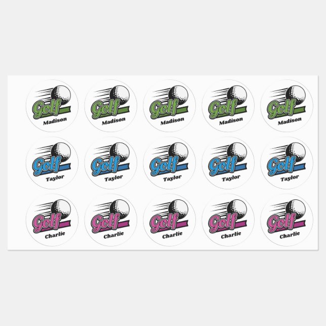 Etiquetas Custom Names Golf (Folha)