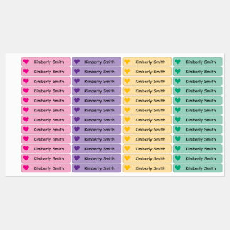 Etiquetas Cute Heart Custom Skinny Name Labels - Iron On -