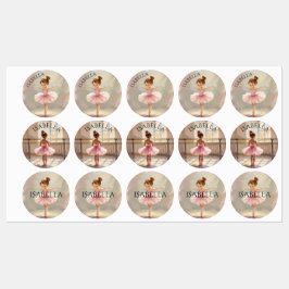 Etiquetas Cute Little Girl Ballerina in Pink Tutu