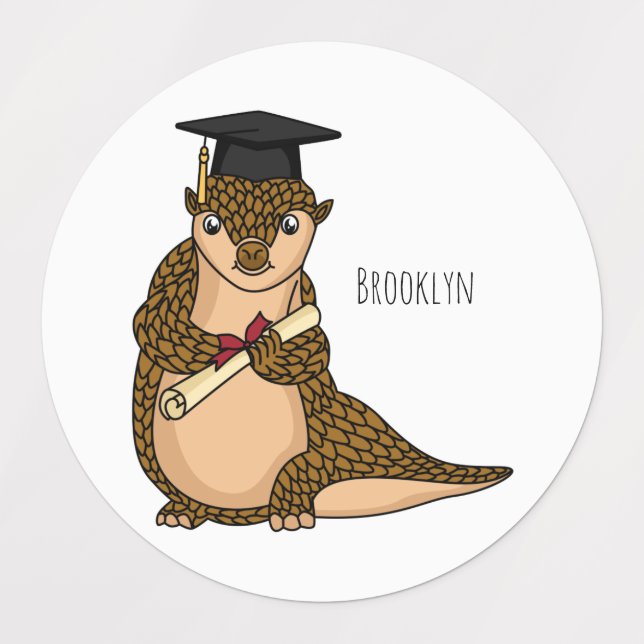 Etiquetas Cute pangolin graduating cartoon  (Design 1)