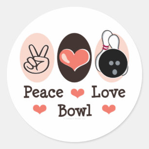 Etiquetas da boliche da bacia do amor da paz