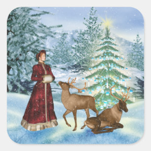 Etiquetas da cena do inverno do Natal ou do