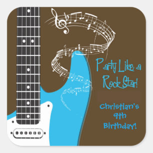 Etiquetas da festa de aniversário da guitarra da
