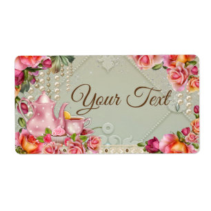 Etiquetas da garrafa de água do tea party