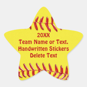 Etiquetas dadas forma estrela do softball seu