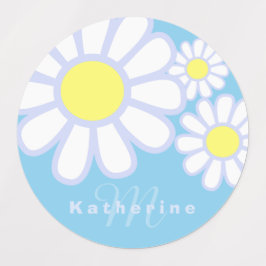 Etiquetas Daisy Simple Blue Monograma
