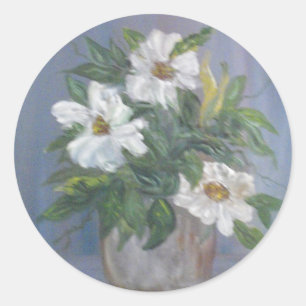 Etiquetas das flores brancas