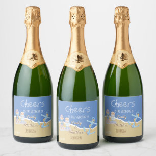Etiquetas das garrafas de Champagne do casamento