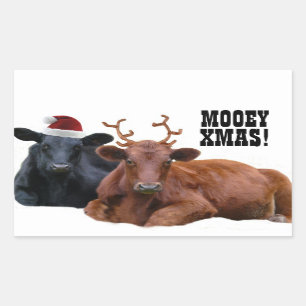 Etiquetas das vacas do Feliz Natal de Mooey