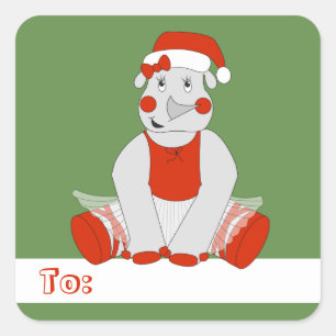 Etiquetas de Adesivo Quadrado de Natal ilustradas