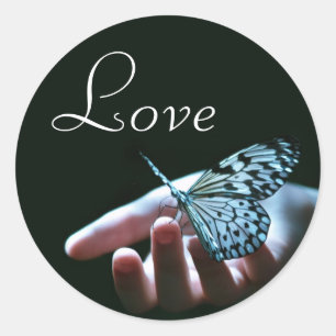 Etiquetas de amor preto azul-borboleta