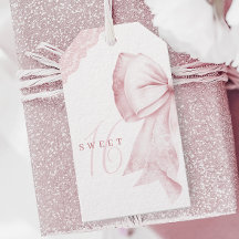 Etiquetas de Aniversário 16 Suaves Arcos Rosa Esca
