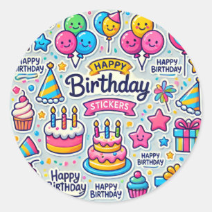 Etiquetas de aniversário felizes