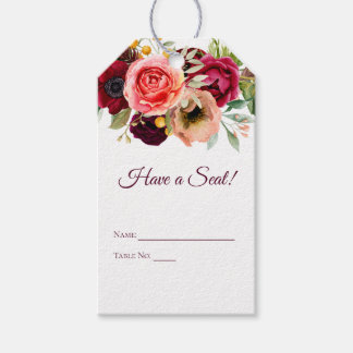 Etiquetas de assento de romance floral boêmia