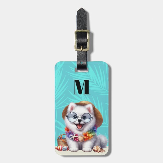 Etiquetas de Bagagem Cachorro Samoyed (Frente Vertical)