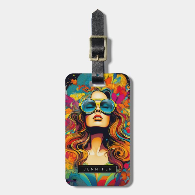 Etiquetas de Bagagem da Mulher bonito (Frente Vertical)