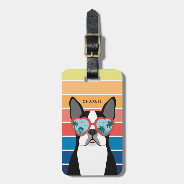 Etiquetas de Bagagem de Boston Terrier (Frente Vertical)