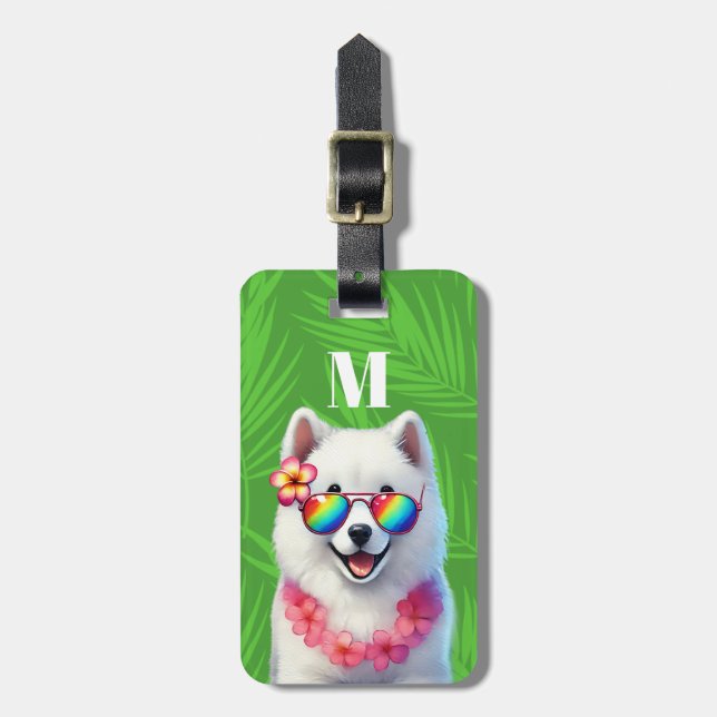 Etiquetas de Bagagem de Cachorro Samoyed (Frente Vertical)