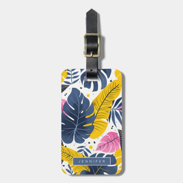 Etiquetas de bagagem de folhas tropicais (Frente Vertical)