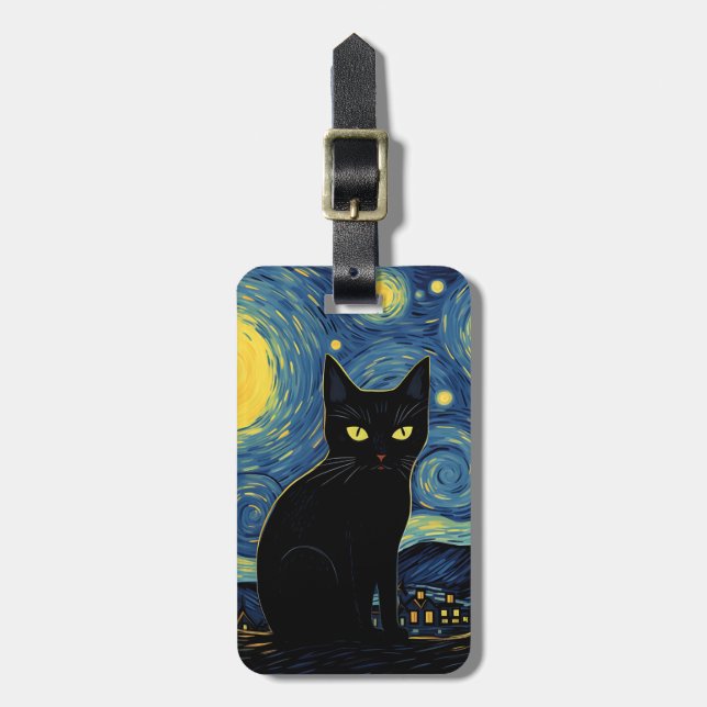 Etiquetas de bagagem de gato preto (Frente Vertical)