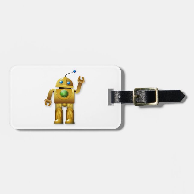 Etiquetas de Bagagem de Robô Amigável (Frente Horizontal)
