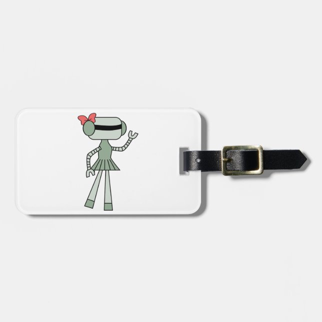 Etiquetas de Bagagem de Robô Menina (Frente Horizontal)