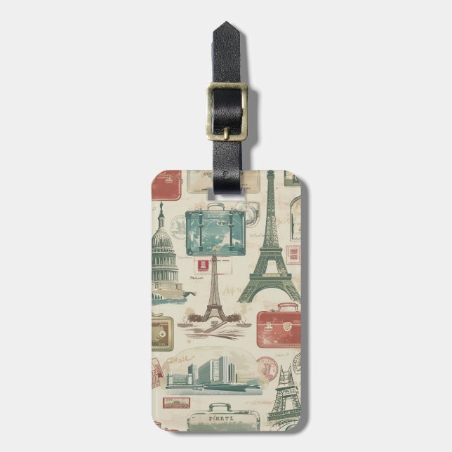 Etiquetas de Bagagem de Viagem Retro (Frente Vertical)