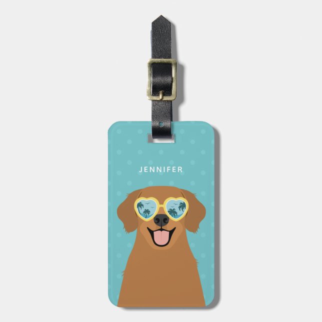 Etiquetas de bagagem do ouro Retriever (Frente Vertical)